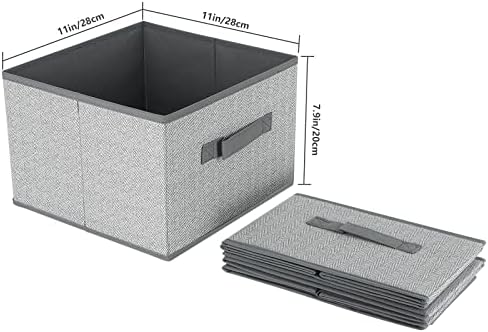 DAYARD Fabric Bins [3-Pack], Foldable Cube Baskets Storage Boxes for Shelves, Closet, Bookshelf, Nursery Organizer Containers, 11 x 11 x 8 inch Grey - Image 5
