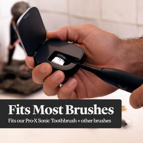 Made By Dentists PRO-X UV Toothbrush Sanitizer Clip - 5-Minute UV-C Cycle, 30-Day Battery, Universal Fit for Manual & Electric Toothbrushes, TSA-Friendly, Portable, Black - Image 3