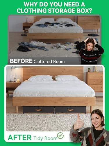 Under Bed Storage with Wheels 2 Pack, UnderBed Storage Clother Organizer - Image 3