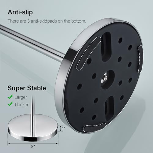 BAGNOLUX Bathroom Toilet Paper Holder Stand with Reserve, SUS304 Stainless Steel Rustproof Pedestal Tissue Roll Holder Heavy Duty, Polished Chrome - Image 6