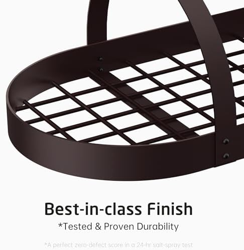 KES 34 Inch Oiled Bronze Hanging Pot Rack, Heavy Duty Oval Pot and Pan Hanging Rack Ceiling Mount, Pot Pan Hangers for Kitchen with 20 Hooks, (For 16" and 24" Joist Mount), KUR221S85-OB - Image 6