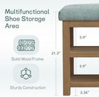 Zihanhome Shoe Rack Bench with Cushion, 2 Tier Solid Wood Storage Bench, Mid-Century Modern Shoe Bench for Entryway, Hallway, Closet, Front Door Entrance, Foyer (Teal, 46.5") - Image 5