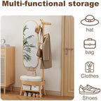 AQIMUELE Shoe Bench with Coat Rack, Shoe Rack with 9 Hooks, Natural - Image 3
