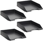 Stockroom Plus Letter Tray - Stackable Desk Organizer Trays - Desktop File Organizer - Mail & Document Storage - Pack of 4, Black, 10 x 13.5 x 2.5 in - Image 7