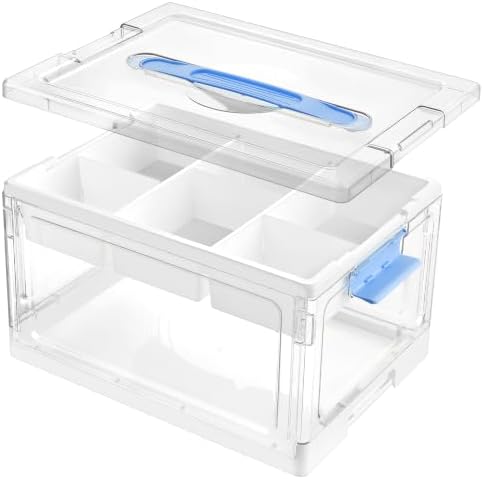 Vtopmart 24 QT Blue Clear Craft Organizer with Tray & Dividers, 1 Pack by Vtopmart