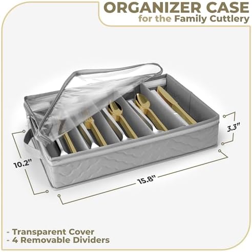 Sorbus Flatware Storage with Clear Lid & Adjustable Divider (Gray) - Image 2
