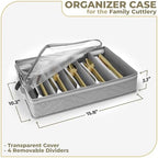 Sorbus Flatware Storage with Clear Lid & Adjustable Divider (Gray) - Image 2