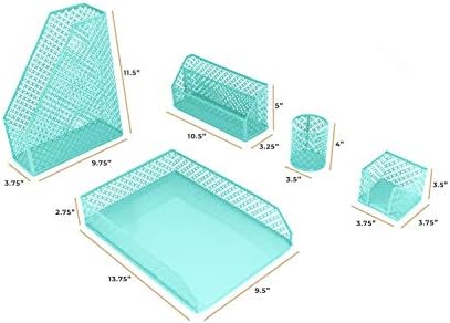 BLU MONACO Aqua - Teal 6 Piece Cute Desk Organizer Set - Desk Organizers and Accessories for Women - Cute Office Desk Accessories - Desktop Organization - Image 6