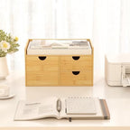 Bamboo Desk Organizer with Drawers, Desktop Storage for Office Supplies - Image 4