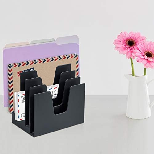 Acrimet 5 Section Incline File Sorter Organizer, Desktop Mail Holder, Black - Image 3