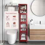 VECELO 4-Tier Narrow Storage Cabinet with Wheels, Red - Image 3