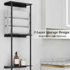 Bethom Towel Racks for Bathroom, 3Tier Towel Storage Organizer, Matte Black - Image 2