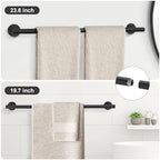 TURS Matte Black 8 Pieces Bathroom Hardware Set, SUS304 Stainless Steel 24 Inch and 20 Inch Bath Towel Bar Set, Round Bathroom Accessories Kit Wall Mounted Towel Holder - Image 2