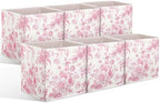 Geelin 6 Pcs Pink Floral Cube Storage Bins 11 in Storage Basket with Handle by Geelin