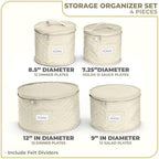 Sorbus China Storage Containers, 4-Piece Plate Storage Set (Beige) - Image 2