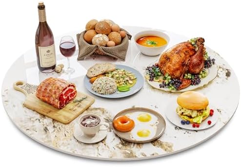 ZL ZELing 23.6" Lazy Susan Turntable – 360° Sinteredstone Silent Anti-Slip Turntable, Table Top Centerpiece for Kitchen, Pantry, Spice Rack, Refrigerator & Dining Table, Brown by ZLZELing