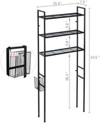 MyGift 3 Tier Over The Toilet Storage, Freestanding Bathroom Organizer Shelf, Above Toilet Rack with Removable Magazine Holder Basket, Black Metal Cabinet for Laundry Space Saver, 26.4x7.8x63.6 Inch - Image 5