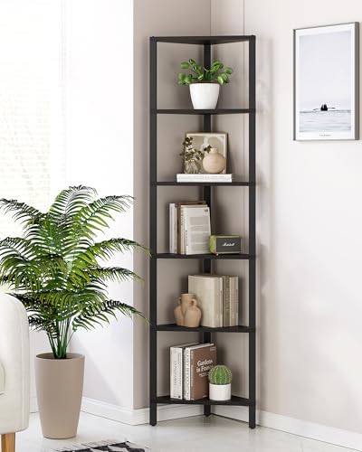 TUTOTAK Corner Shelf, 6-Tier Corner Bookshelf for Small Space - Image 5