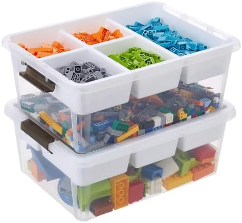 17QT Clear Plastic Craft Storage Box with Removable Tray & Lid - 2 packs by MACOPRO