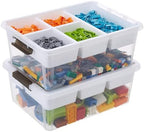 17QT Clear Plastic Craft Storage Box with Removable Tray & Lid - 2 packs by MACOPRO