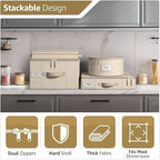 Sorbus Champagne Flute Storage Box, Hard-Shell Case, with Lid (Beige) - Image 5