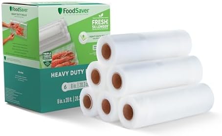FoodSaver Heavy-Duty Vacuum Seal 8 x 20' Roll, 6-Pack, Ideal for Food Storage and Sous Vide Cooking by FoodSaver