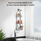Shower Caddy Hanging (Silver), Adjustable Anti-Swing-Over The Shower Head Caddy, 3 Tier Height Bathroom Storage Organizer Bathroom Shelves Basket Rack Shower Caddies (3Tier) - Image 3