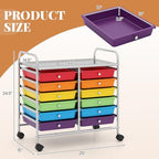 COSTWAY 12-Drawer Rolling Storage Cart, Utility Storage Organizer Cart - Image 3