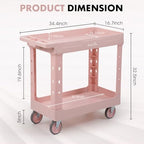 ELAFROS 2-Tier Rolling Storage Cart, 34 x 17 in, Sakura Pink - Image 2