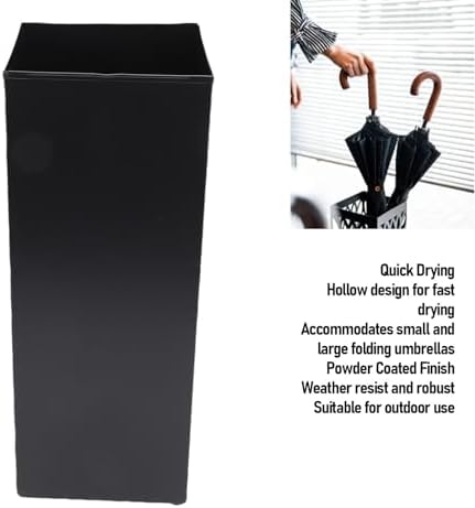 Umbrella Stand, Umbrella Holder for Entryway, Metal Square Umbrella Rack Organizer Freestanding, for Canes Walking Sticks (Black) - Image 3