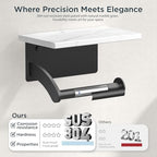 FORIOUS Natural Marble Toilet Paper Holder with Phone Shelf, Commercial - Image 7