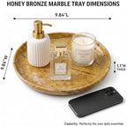 YKAJO Honey Bronze Round Marble Tray, 10" Deep Catchall Vanity Organizer - Image 3
