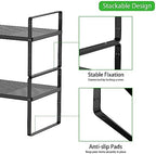 Expandable Storage Shelf, Stackable Organizer Rack, Black Large 3 PK - Image 5