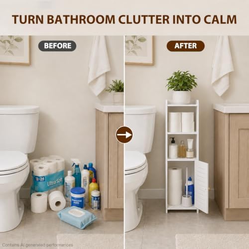 LuiceABC Upgraded Co-Extruded Board Toilet Paper Stand Cabinet for Bathroom - Image 5