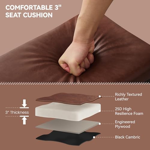 40" Shoe Bench with Leather Cushion, Upholstered Entryway Bench, Dark Brown - Image 3