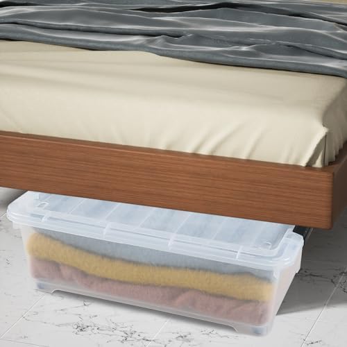 4 Packs 20 Quart Plastic Under Bed Storage Container with Wheels - Image 4