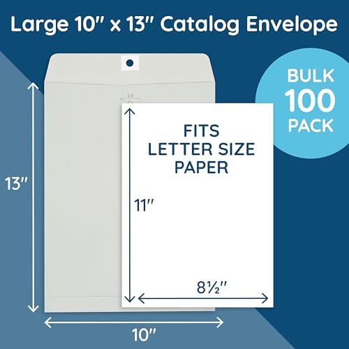 Blue Summit Supplies 100 10" x 13" Gray Kraft Clasp Envelopes, Gummed - Image 2