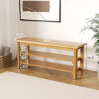 Shoe Rack Bench Mid Century Modern 2-Tier Shoe Rack Organizer for Entryway Hallway or Living Room Farmhouse Rustic Wooden Seat Bench Natural 11.8" Dx39.4 Wx16.5 H - Image 2