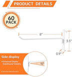 60 Pack Grid Wall Display Hooks, Metal Gridwall Accessories for Retail Stores, Trade Shows, Art and Craft Displays (White, 8 Inch) - Image 2