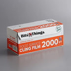 Bits N Things Plastic Food Film Seal Wrap in Cutter Dispenser, Stretch Tight, Food Service Grade, 12" x 2000' Square Feet Roll by MarylandWholesale