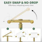 Toilet Paper Holder Stand,Free Standing Toilet Paper Holder,Modern Post Pivoting Toilet Paper Stand with Stable Weighted Base,SUS304 Stainless Steel Tissue Roll Holder Stand for Bathroom,Brushed Gold - Image 3