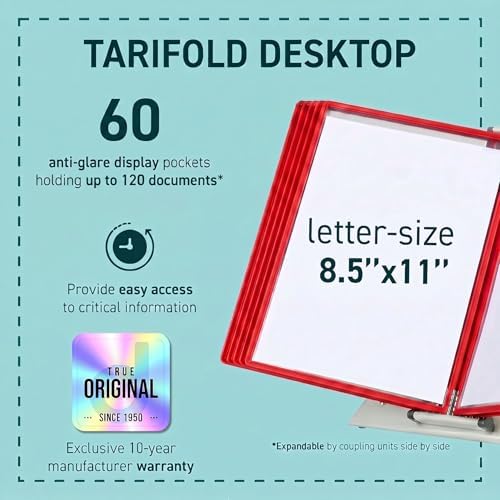 Tarifold Desktop Reference Display System, 60 Pockets, Red - Image 2