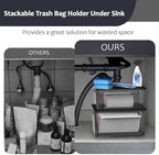 COAZEX 2 Pack Stackable Plastic Trash Bag Holder with Black Lids Under Sink - Image 5