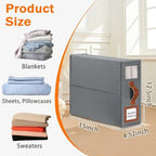 GhvyenntteS 12 Pack Bed Sheet Organizers and Storage, Sturdy Bed Sheet Organizer with Zipper and Handle, Foldable Linen Closet Organizers and Storage with Window and Label, Grey - Image 3