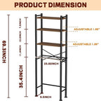 GloTika 4-Tier Over Toilet Storage, Anti-Tilt, 69.3" H, Brown - Image 2