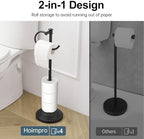Hoimpro Toilet Paper Holder Stand Free Standing Rolls Storage Matte Black - Image 3