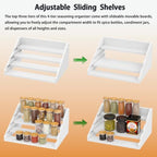 Solid Wood Spice Rack Organizer for Countertop & Cabinet, 4 Tier Adjustable Wooden Spice Shelf with Sliding Track, Premium Step Seasoning Bottle Holder for Kitchen, Cupboard, Pantry & Office, White - Image 5