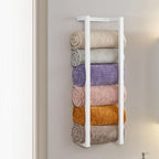 Towel Rack for Rolled Towels, Towel Rack for Bathroom,Wall Mounted Metal Bathroom Organizer, Bath Towel Holder Wall for Modern Small Space Bathroom Towel Storage (White) by Roeveca