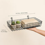 ANZOME Grid Wall Baskets, 2 Pack Black Hanging Wire Basket Shelves for Kitchen Pantry Wall Storage, Metal Mesh Organizer with Hooks for Fruits, Spices, Plants and Small Supplies - Image 2