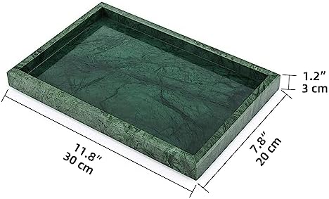 Marble Bathroom Vanity Tray, Blackish Green, 12" x 8" x 1.2" - Image 2